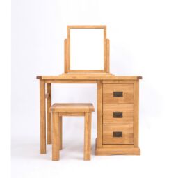 Cabinet Bits Lucca 3 Drawer Dressing Table Set Brass Drop Handle in Light Brown