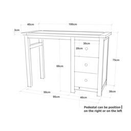 Cabinet Bits Lucca 3 Drawer Dressing Table Set Brass Drop Handle in Light Brown - thumbnail 6