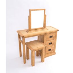 Cabinet Bits Lucca 3 Drawer Dressing Table Set Brass Drop Handle in Light Brown - thumbnail 3