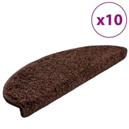 Berkfield Home Stair Mats 10 pcs 65x21x4 cm Brown - Size: Medium - thumbnail 3