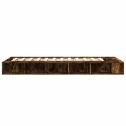 Berkfield Home Bed Frame without Mattress Smoked Oak 90x200 cm in Brown - thumbnail 5