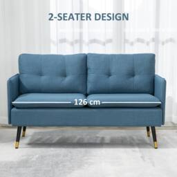 STILVORA 2 Seater Sofa with Steel Legs in Blue - thumbnail 8