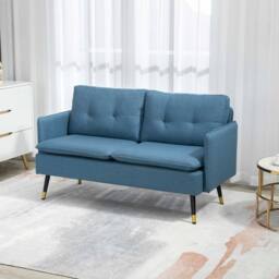 STILVORA 2 Seater Sofa with Steel Legs in Blue - thumbnail 2