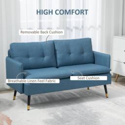 STILVORA 2 Seater Sofa with Steel Legs in Blue - thumbnail 6