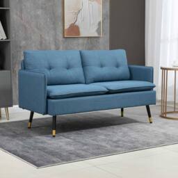 STILVORA 2 Seater Sofa with Steel Legs in Blue - thumbnail 3