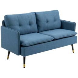 STILVORA 2 Seater Sofa with Steel Legs in Blue - thumbnail 5