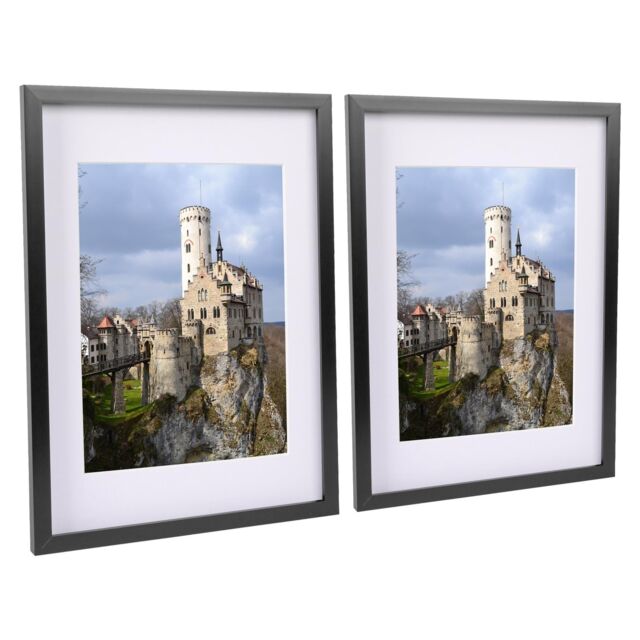 "Nicola Spring 2x Photo Frame with White A4 Mount - A3 (12"" x 17"") Picture Display in Black" - image 1