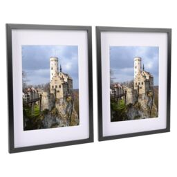 "Nicola Spring 2x Photo Frame with White A4 Mount - A3 (12"" x 17"") Picture Display in Black" - thumbnail 1