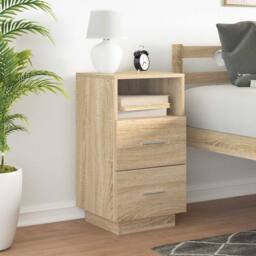 Berkfield Home Bedside Cabinet with 2 Drawers Sonoma Oak 36x36x68 cm in Brown - Size: 36 x 36 x 68 cm - thumbnail 3