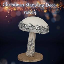 VFM e-Store Christmas Velvet Mushroom Decoration 13cm x 9cm Silver X 1 - Size: 13 cm x 9 cm - thumbnail 3