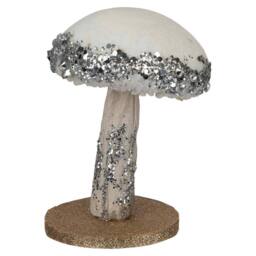 VFM e-Store Christmas Velvet Mushroom Decoration 13cm x 9cm Silver X 1 - Size: 13 cm x 9 cm