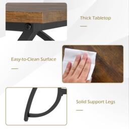 Costway 2-Tier Faux Marble Coffee Table Modern Cocktail Center Table w/ Shelf in Brown - thumbnail 9