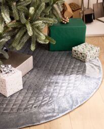 "Dibor Grey Velvet Quilted Christmas Tree Decoration Christmas Tree Skirt 36""" - thumbnail 1
