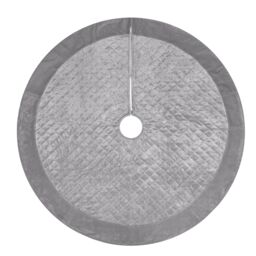 "Dibor Grey Velvet Quilted Christmas Tree Decoration Christmas Tree Skirt 36""" - thumbnail 2