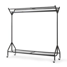 House of Home Clothing Rail Heavy Duty Hanging Clothes Shoe Hat Rack Shelves With Wheels 5ft x 5ft in Black - thumbnail 6