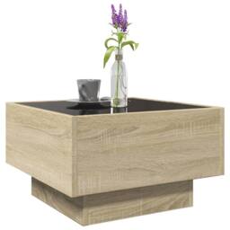 Berkfield Home Coffee Table with LED Sonoma Oak 50x50x30 cm Engineered Wood in Light Tan - Size: 50 x 50 x 30 cm - thumbnail 5