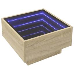 Berkfield Home Coffee Table with LED Sonoma Oak 50x50x30 cm Engineered Wood in Light Tan - Size: 50 x 50 x 30 cm - thumbnail 3