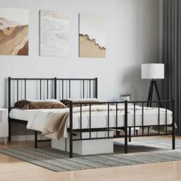 Berkfield Home Metal Bed Frame with Headboard & Footboard Black 120x200 cm - Size: Small Double - thumbnail 2