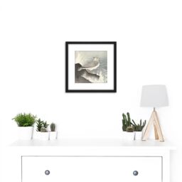 Artery8 Ohara Koson Seagull On Rock Japan Painting 8X8 Inch Square Wooden Framed Wall Art Print Picture with Mount in Black - thumbnail 2