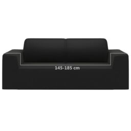 Berkfield Home 2-Seater Stretch Couch Slipcover Black Polyester Jersey - thumbnail 6