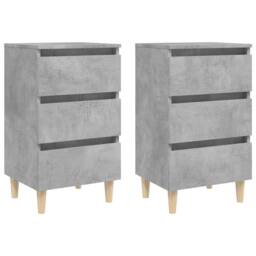 Berkfield Home Bed Cabinets & Solid Wood Legs 2 pcs Concrete Grey 40x35x69 cm - Size: 40 x 35 x 69 cm - thumbnail 1