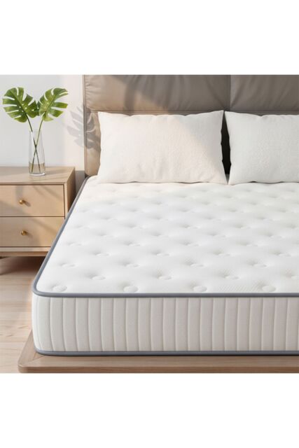 Living and Home Plush Supportive Mattress with Quilted Top in White - Size: Single - image 1