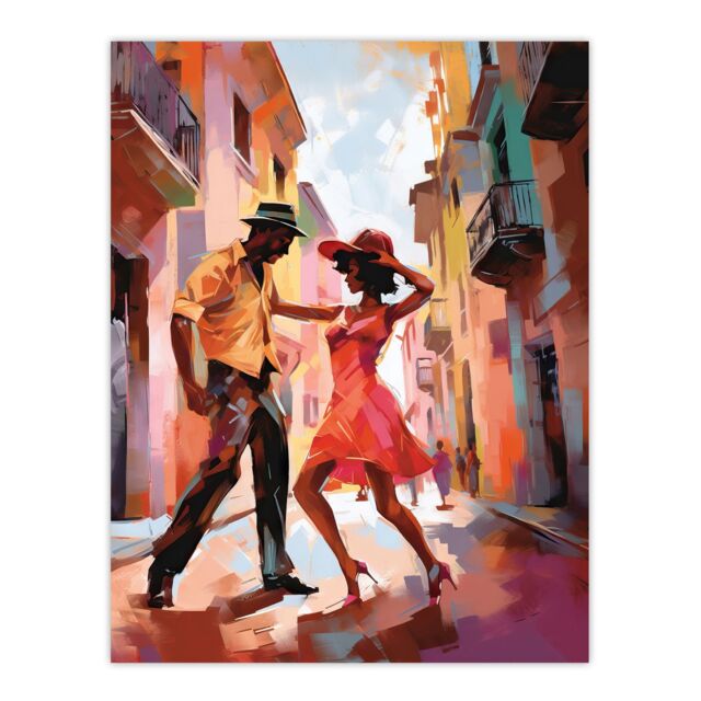 "Artery8 Wall Art Print Salsa Street Dance Mambo Colourful Dancing Painting Rhythm Body Energy Theatre Arts Artwork Poster - Size: W18"" x H24""" - image 1
