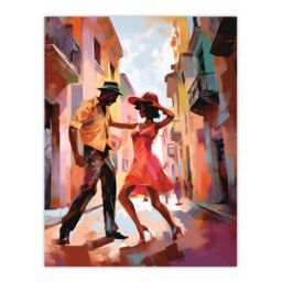 "Artery8 Wall Art Print Salsa Street Dance Mambo Colourful Dancing Painting Rhythm Body Energy Theatre Arts Artwork Poster - Size: W18"" x H24""" - thumbnail 1