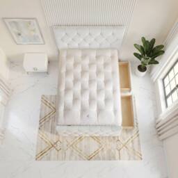 "Somnior Ziggy Velvet Divan Bed Mattress 2 Draw 54"" Headboard 22"" Footboard in White - Size: King" - thumbnail 4