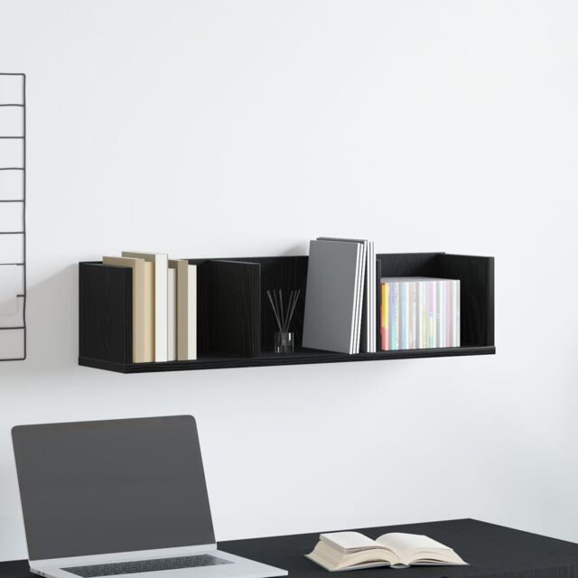 Berkfield Home CD Wall Shelf - Black Oak, 75x18x18 cm, Made of Engineered Wood - Size: 75 x 18 x 18 cm - image 1