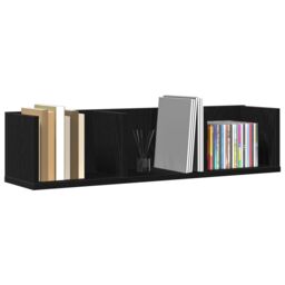 Berkfield Home CD Wall Shelf - Black Oak, 75x18x18 cm, Made of Engineered Wood - Size: 75 x 18 x 18 cm - thumbnail 3