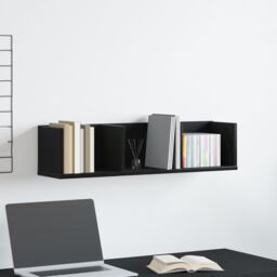 Berkfield Home CD Wall Shelf - Black Oak, 75x18x18 cm, Made of Engineered Wood - Size: 75 x 18 x 18 cm - thumbnail 1
