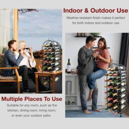 FLAVORA 23 BOTTLE WINE RACK-Free Standing Black Metal - Size: 0.6m2 - thumbnail 4