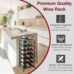 FLAVORA 23 BOTTLE WINE RACK-Free Standing Black Metal - Size: 0.6m2 - thumbnail 3
