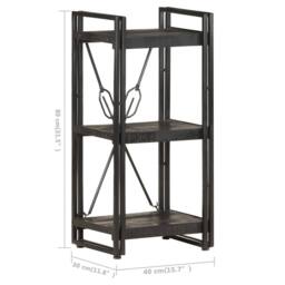 Berkfield Home Beautiful 3-Tier Bookcase Black 40x30x80 cm Solid Mango Wood - Size: 40 x 30 x 80 cm - thumbnail 5