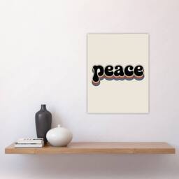 "Artery8 Peace Colourful Retro Rainbow Font Typography Wall Art Print in Beige - Size: W18"" x H24""" - thumbnail 4