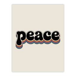 "Artery8 Peace Colourful Retro Rainbow Font Typography Wall Art Print in Beige - Size: W18"" x H24""" - thumbnail 1