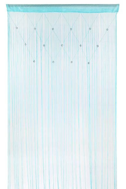 Neel Blue String Curtain Beaded Panel, Gold, 100cm x 200cm in Turquoise - Size: 100 cm width x 200 cm drop - image 1
