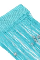 Neel Blue String Curtain Beaded Panel, Gold, 100cm x 200cm in Turquoise - Size: 100 cm width x 200 cm drop - thumbnail 3