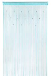 Neel Blue String Curtain Beaded Panel, Gold, 100cm x 200cm in Turquoise - Size: 100 cm width x 200 cm drop - thumbnail 1