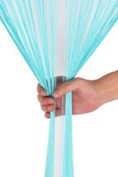 Neel Blue String Curtain Beaded Panel, Gold, 100cm x 200cm in Turquoise - Size: 100 cm width x 200 cm drop - thumbnail 4
