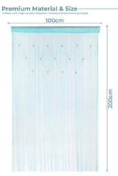 Neel Blue String Curtain Beaded Panel, Gold, 100cm x 200cm in Turquoise - Size: 100 cm width x 200 cm drop - thumbnail 2