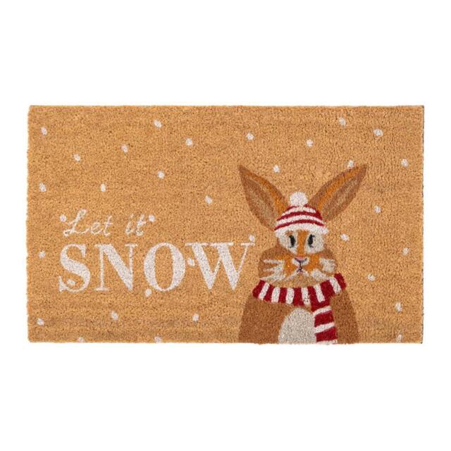 Kukoon Front Door Mat Christmas Décor Natural Coir Rug - Bunny in Beige - Size: 45 cm x 70 cm - image 1