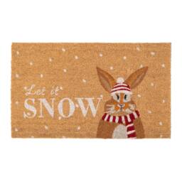 Kukoon Front Door Mat Christmas Décor Natural Coir Rug - Bunny in Beige - Size: 45 cm x 70 cm - thumbnail 1