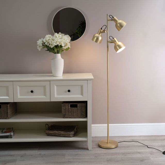 ValueLights Albie 3 Way Adjustable Directional Floor Lamp with LED Bulbs in Gold - image 1