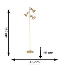 ValueLights Albie 3 Way Adjustable Directional Floor Lamp with LED Bulbs in Gold - thumbnail 6