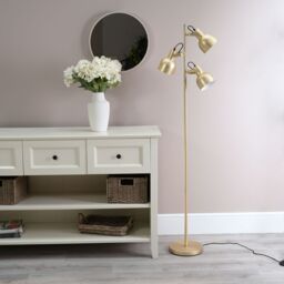 ValueLights Albie 3 Way Adjustable Directional Floor Lamp with LED Bulbs in Gold - thumbnail 5