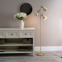 ValueLights Albie 3 Way Adjustable Directional Floor Lamp with LED Bulbs in Gold - thumbnail 1