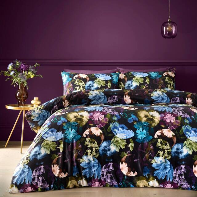 Portfolio Home Elena Floral Duvet Cover Set With Pillow Case Bedding Bed Linen - Size: Double - image 1