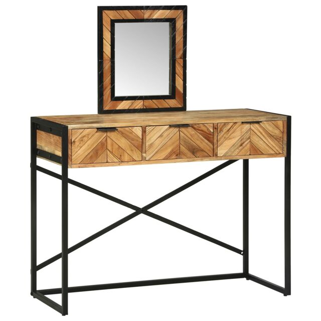 Berkfield Home Dressing Table with Mirror 100x40x120 cm Solid Wood Acacia in Brown - Size: 100 x 40 x 120 cm - image 1